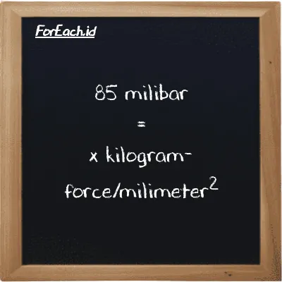 1 milibar setara dengan 0.000010197 kilogram-force/milimeter<sup>2</sup> (1 mbar setara dengan 0.000010197 kgf/mm<sup>2</sup>)